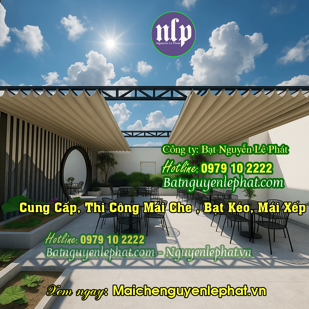 Thi Công Lắp Bạt mái hiên xếp, bạt kéo di động giá rẻ tại Phú Giáo